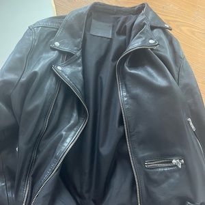 All saints mens leather jacket new xl